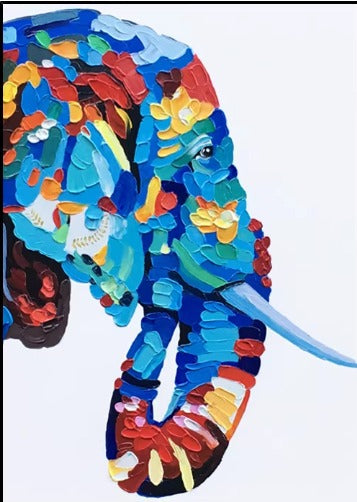 Colorful Elephant Oil Painting – Abstract Animal Wall Art Canvas