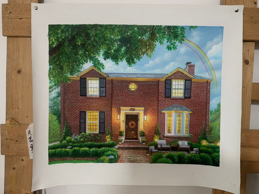 Custom Family Home Oil Painting  Realistic House Portrait Canvas Art