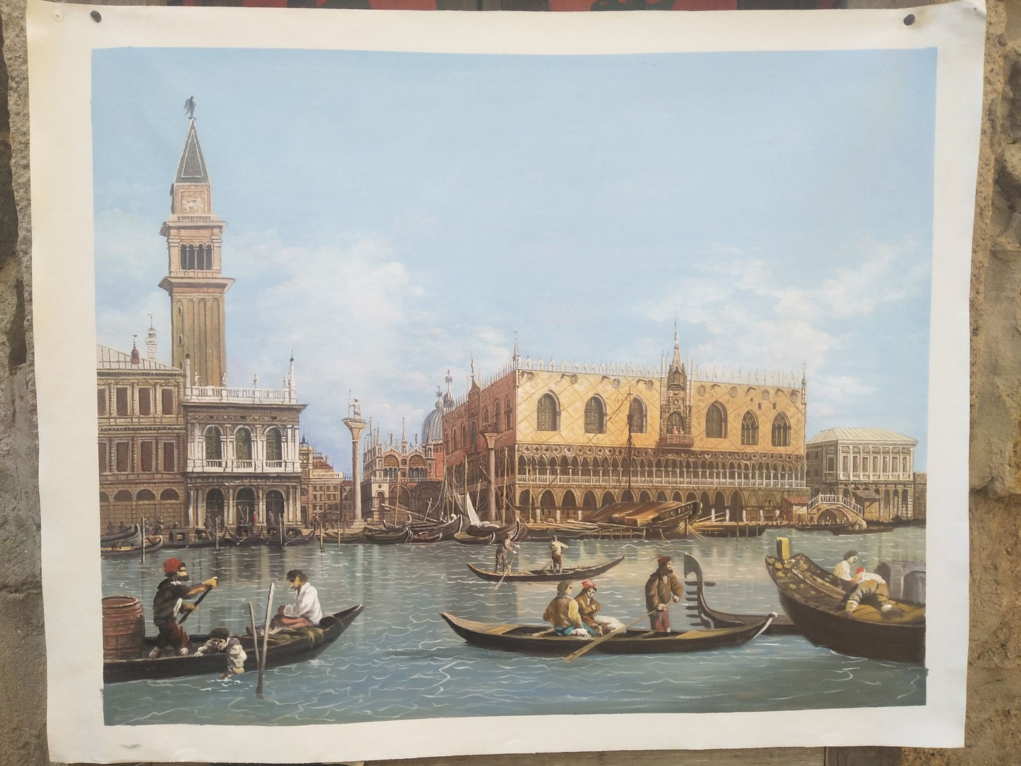 Venetian Canal Life Oil Painting Classic Gondola Scene Wall Art