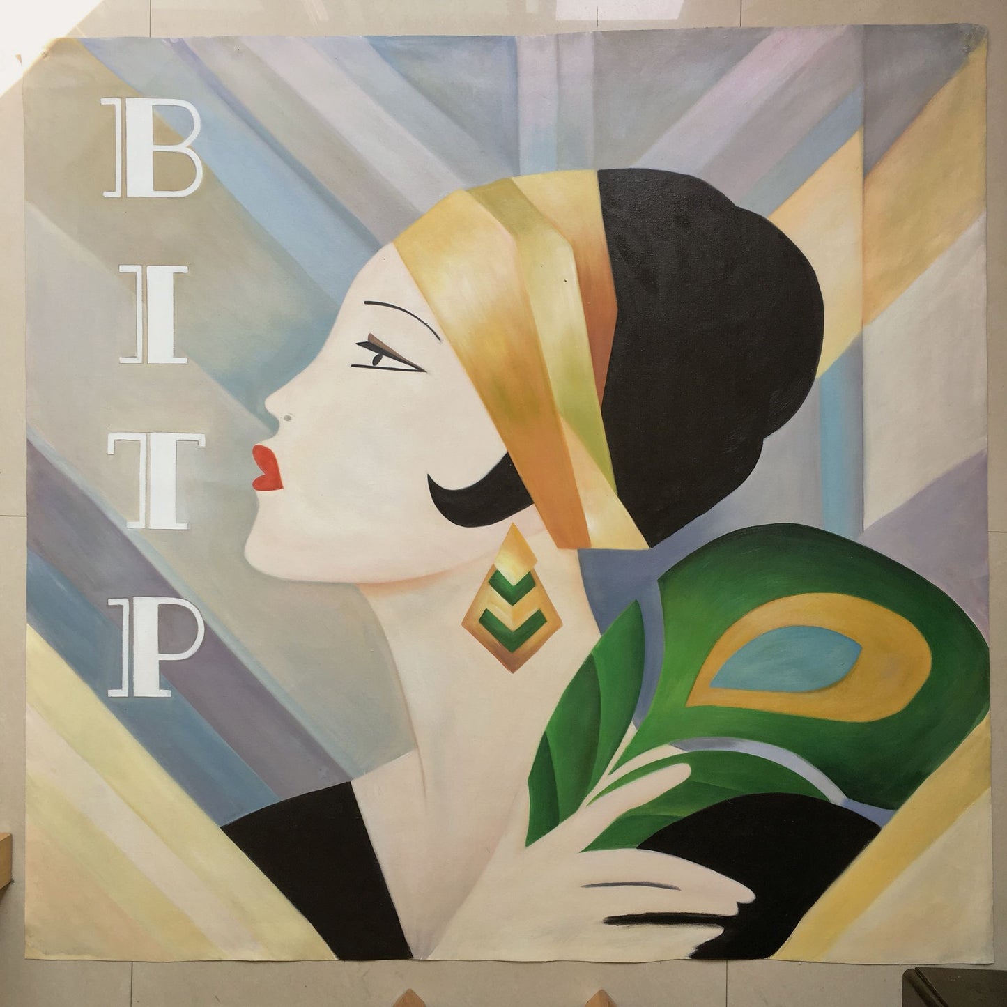 Abstract Modern Woman Portrait Oil Painting – Minimalist Fashion Wall Art Canvas