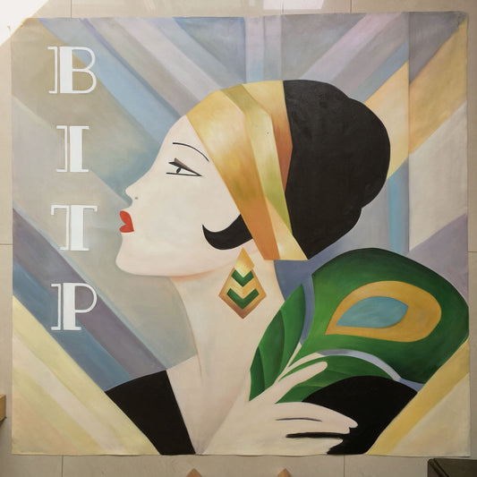 Abstract Modern Woman Portrait Oil Painting – Minimalist Fashion Wall Art Canvas