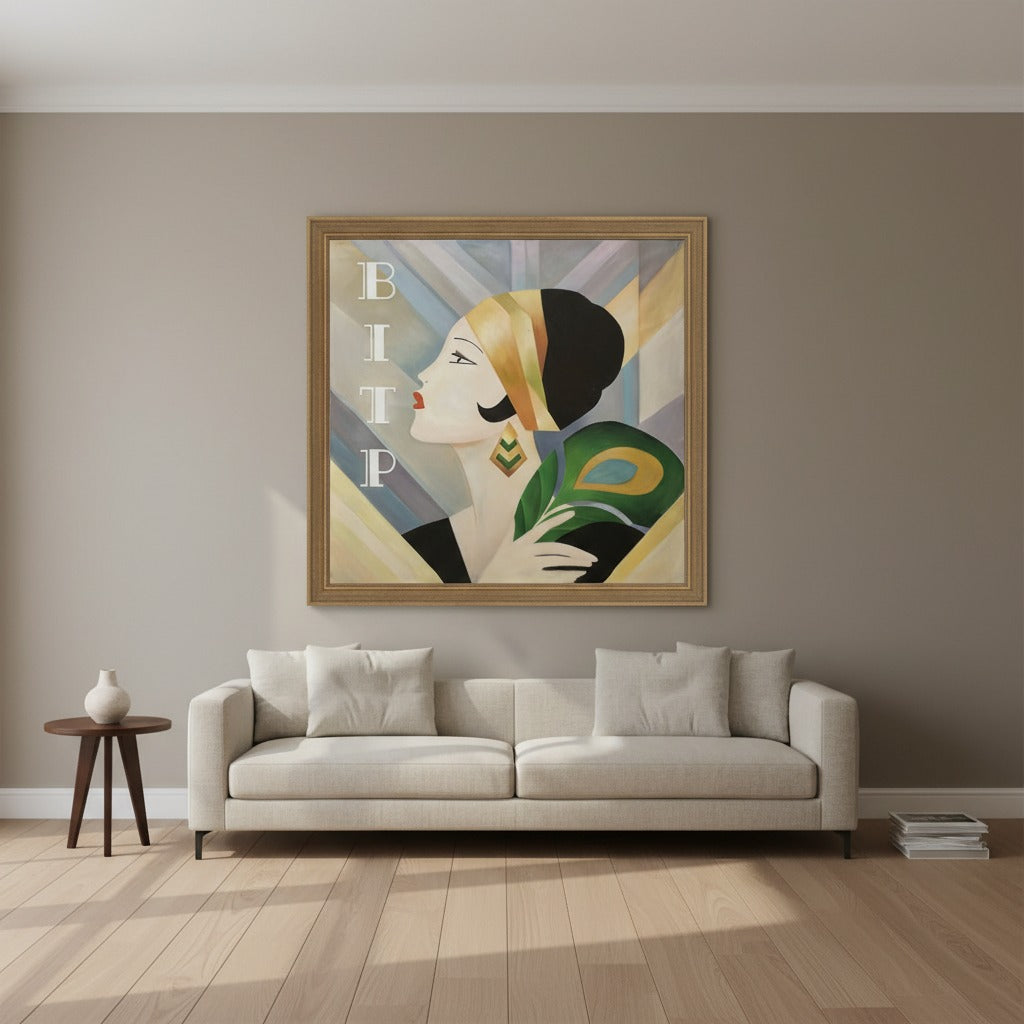 Abstract Modern Woman Portrait Oil Painting – Minimalist Fashion Wall Art Canvas