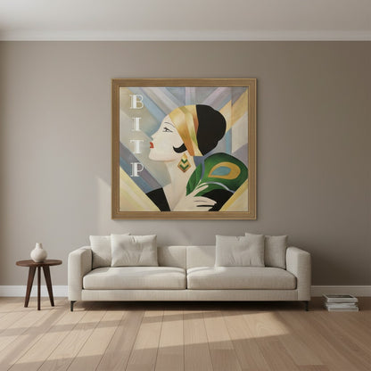 Abstract Modern Woman Portrait Oil Painting – Minimalist Fashion Wall Art Canvas